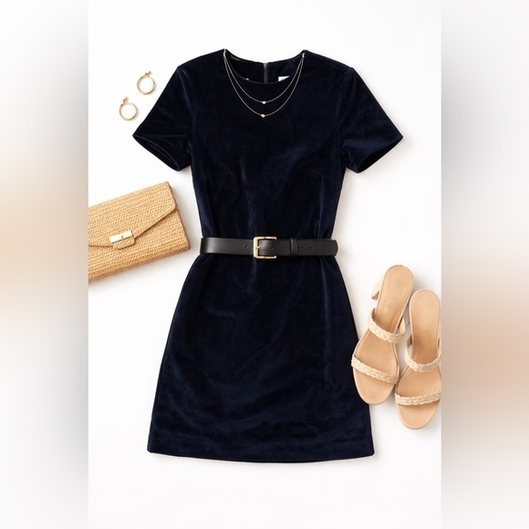 Bec & Bridge Dresses & Skirts - BEC + BRIDGE Velvet Mini Dress Navy Blue Size 2 Short Sleeve